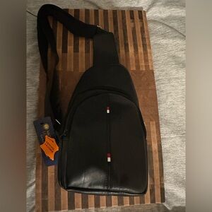 Black Leather Sling Bag
